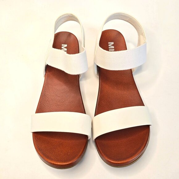 MIA Flat Elastic Strap Sandals Size 8 White Faux Leather Casual Summer Shoes NIB - Picture 3 of 9